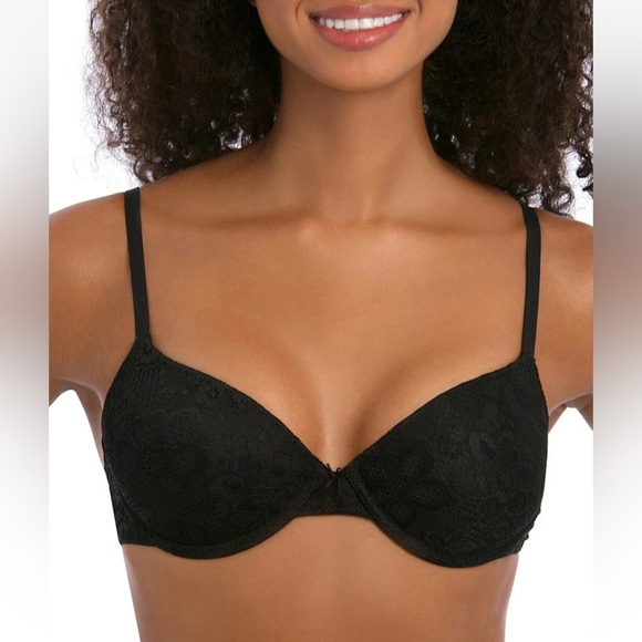 \No Boundaries Women's All Over Lace Push Up Black Bra Converts to Racerback NEW - Picture 3 of 3